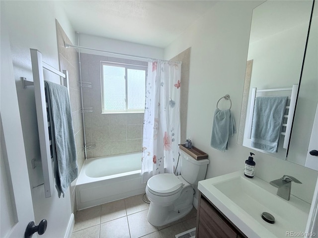16796 E Union Ave, Aurora, CO 80015 - full bathroom featuring shower / bathtub combination with curtain, vanity, and tile patterned floors