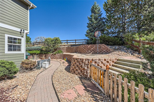 view of yard featuring a fenced backyard