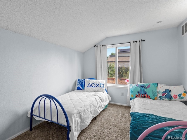 966 Cherry Blossom Ct, Highlands Ranch, CO 80126 - carpeted bedroom featuring a textured ceiling and lofted ceiling