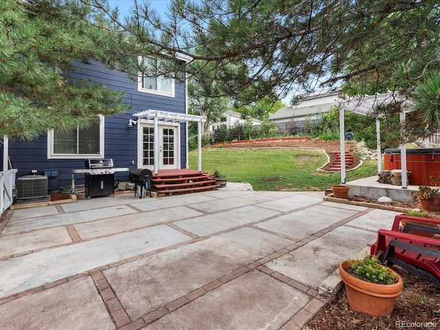 966 Cherry Blossom Ct, Highlands Ranch, CO 80126 - view of patio / terrace featuring french doors and a jacuzzi