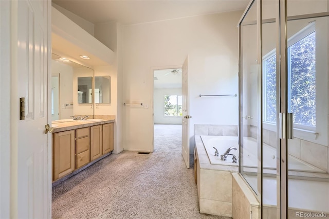 1730 Pear Ct, Brighton, CO 80601 - bathroom with vanity, a bath, and carpet flooring