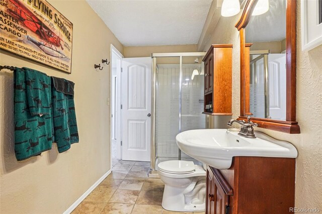 775 Poppywood Dr, Highlands Ranch, CO 80126 - bathroom with a stall shower, vanity, and a textured wall