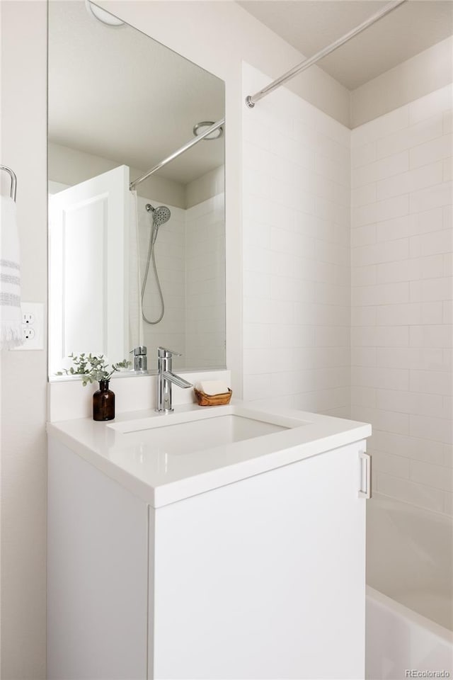 full bathroom featuring vanity and shower / bathing tub combination