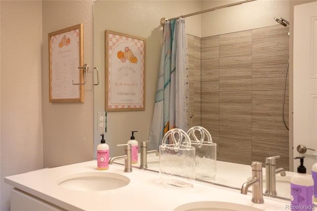 10018 E 62nd Ave, Denver, CO 80238 - full bathroom featuring double vanity and curtained shower