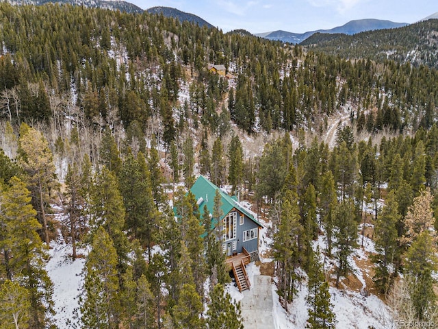 birds eye view of property with a mountain view