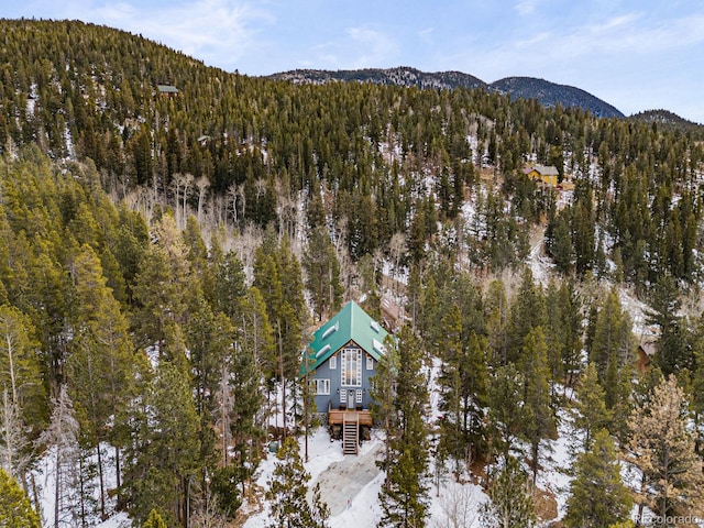 birds eye view of property with a mountain view