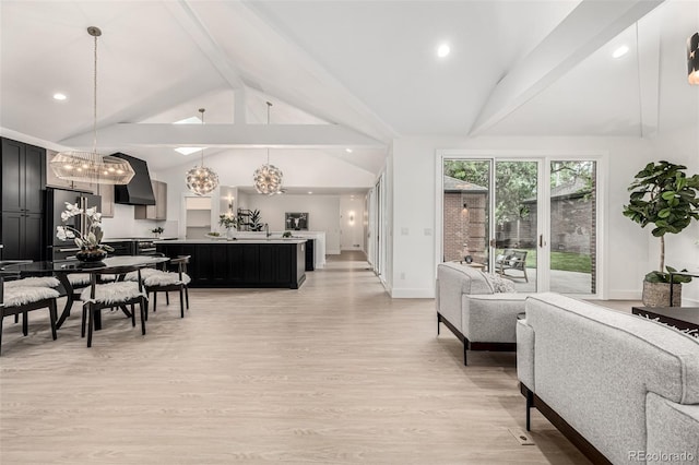 5401 E Dakota Ave Unit 22, Denver, CO 80246 - living room with a chandelier, light wood-type flooring, and recessed lighting