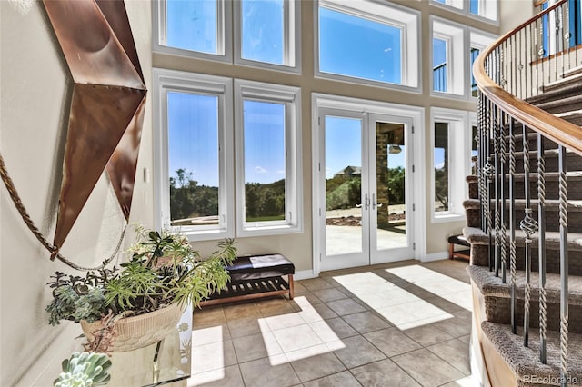 interior space with tile patterned flooring