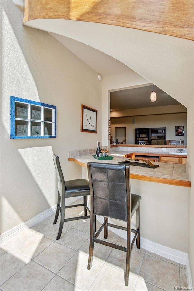 view of tiled dining room