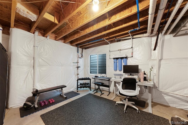 office space with concrete flooring