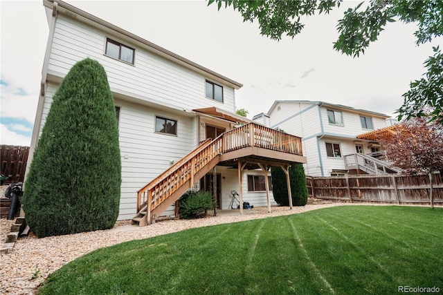 17530 E Caspian Pl, Aurora, CO 80013 - back of house with stairs and a wooden deck