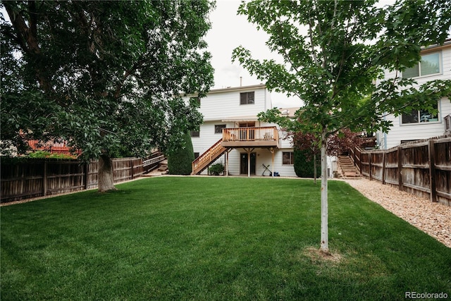 17530 E Caspian Pl, Aurora, CO 80013 - rear view of property featuring stairs, a fenced backyard, and a deck