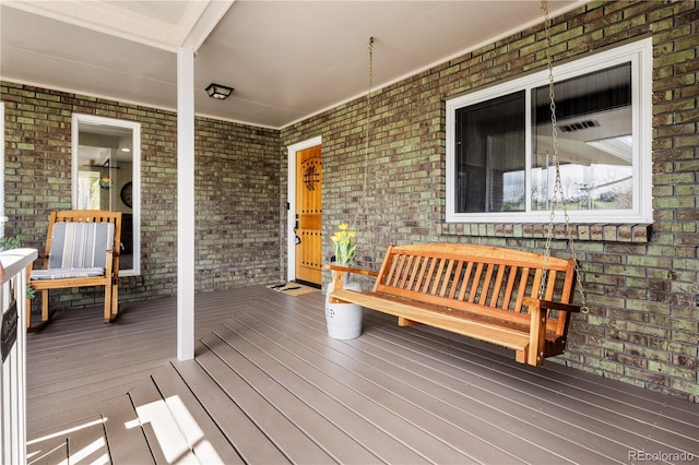 wooden deck with covered porch