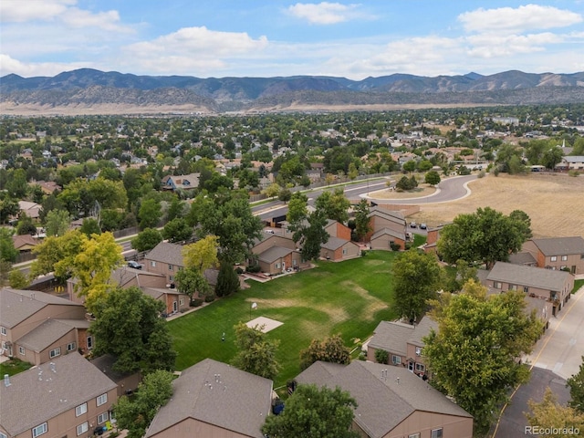 aerial view with a mountain view