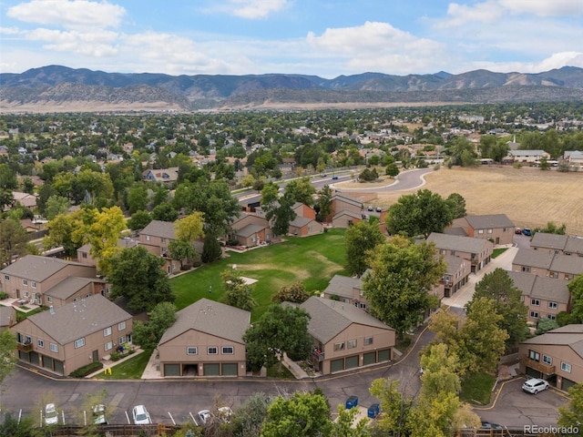 aerial view with a mountain view