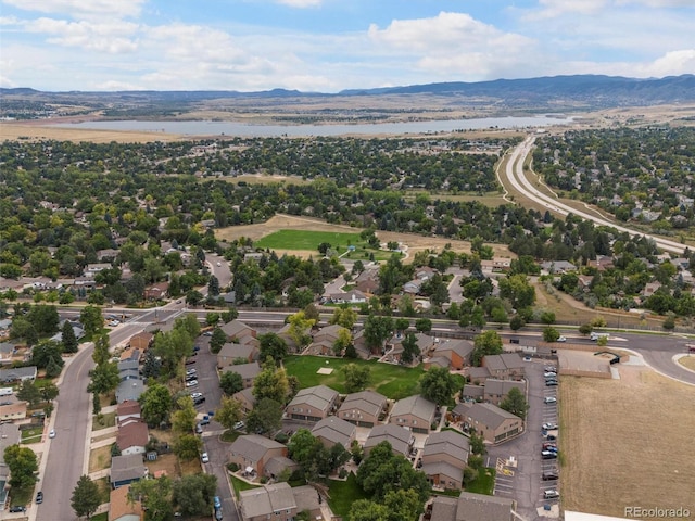 bird's eye view with a mountain view