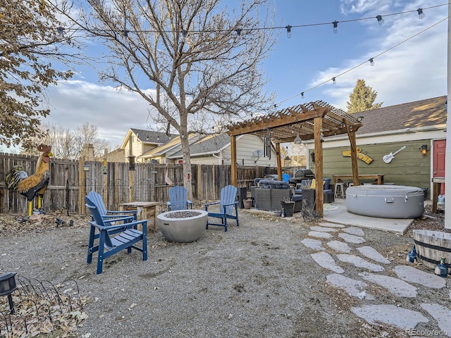 view of yard with a pergola