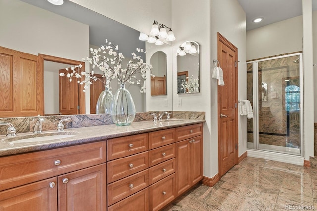 11268 Bell Cross Cir, Parker, CO 80138 - bathroom with a shower stall and double vanity