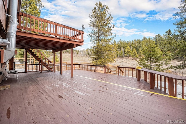 10858 Norton Ave, Conifer, CO 80433 - wooden terrace featuring stairway