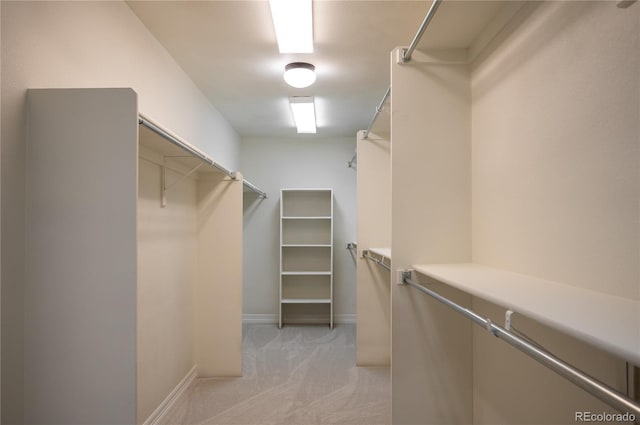 spacious closet with light colored carpet