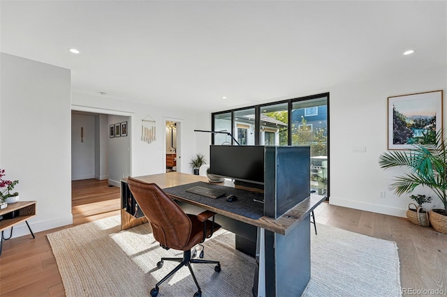 1801 Redwood Ave, Boulder, CO 80304 - office area with light wood-style flooring, baseboards, and recessed lighting