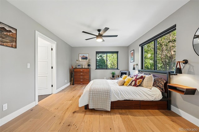 1801 Redwood Ave, Boulder, CO 80304 - bedroom featuring light wood finished floors, baseboards, and ceiling fan