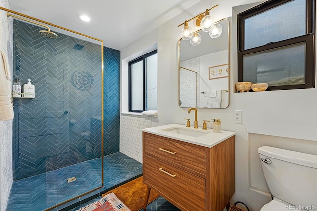 1801 Redwood Ave, Boulder, CO 80304 - full bathroom with vanity, tiled shower, and toilet