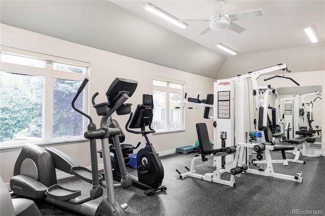 111 S Monroe St Unit B106, Denver, CO 80209 - gym featuring a ceiling fan and lofted ceiling