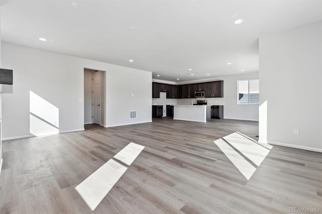 unfurnished living room featuring light hardwood / wood-style flooring