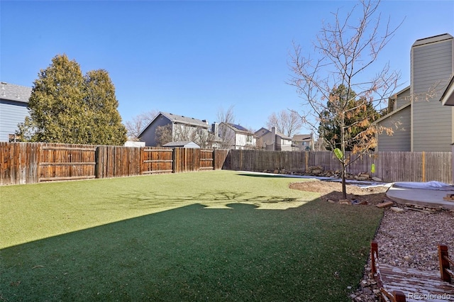 view of yard featuring a fenced backyard