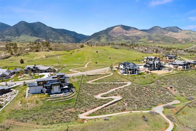 bird's eye view featuring a mountain view