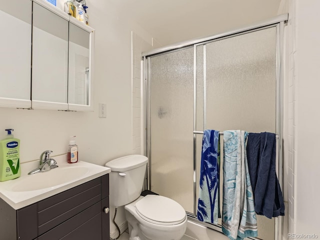 9832 Kenton Cir, Commerce City, CO 80022 - full bath featuring vanity, toilet, and a shower stall