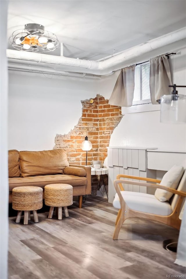 living area featuring wood-type flooring