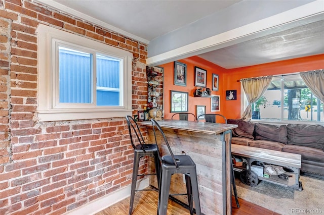 3151 N Elizabeth St, Denver, CO 80205 - indoor bar featuring wood finished floors and brick wall