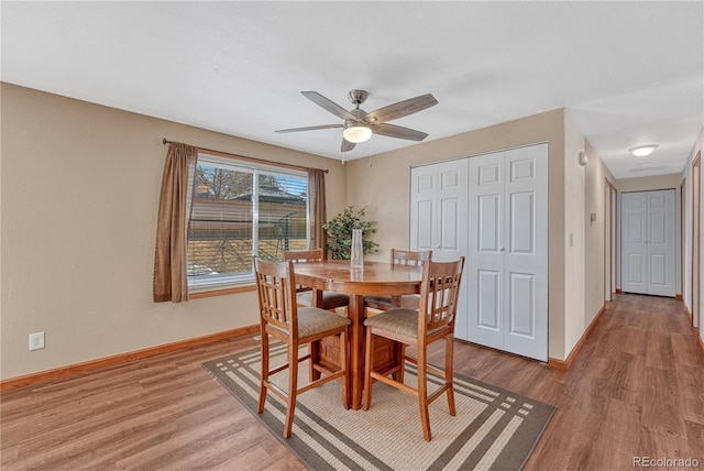 1786 Wintergreen Pl, Loveland, CO 80537 - dining area featuring baseboards, ceiling fan, and light wood-style floors