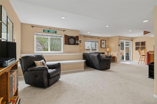 9249 Fox Fire Dr, Highlands Ranch, CO 80129 - carpeted living room featuring recessed lighting