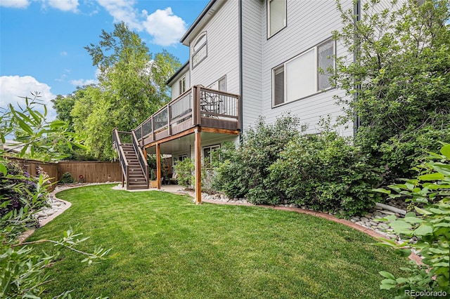 9249 Fox Fire Dr, Highlands Ranch, CO 80129 - view of yard with stairs and a deck