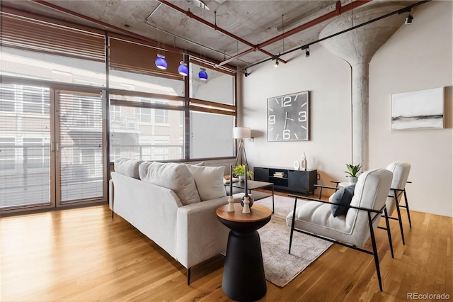 living room with light wood-type flooring