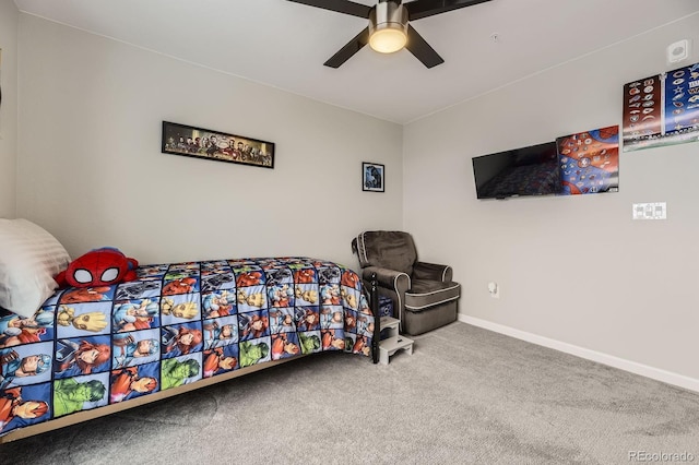 23545 E Platte Dr Unit C, Aurora, CO 80016 - bedroom featuring baseboards, carpet, and a ceiling fan