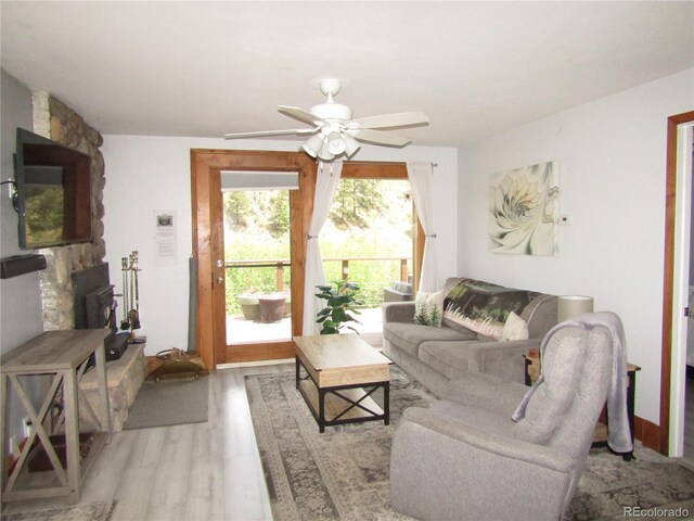 57920 US Highway 285 Unit 10, Bailey, CO 80421 - living area with light wood-type flooring and a ceiling fan