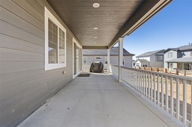 view of patio / terrace featuring a residential view