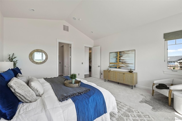 9510 Orion Way, Arvada, CO 80007 - bedroom featuring vaulted ceiling, light carpet, and baseboards
