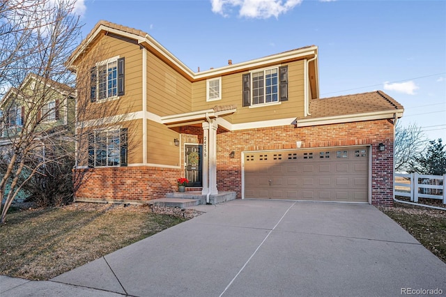 view of property featuring a garage