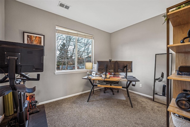 view of carpeted office space