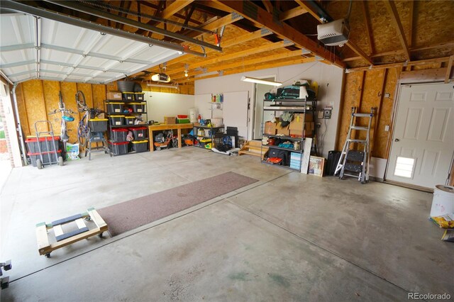 garage with a garage door opener