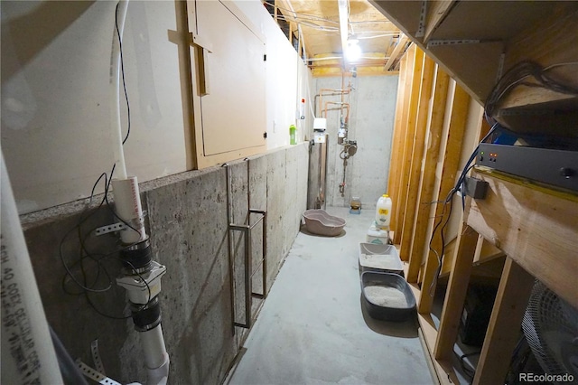 view of unfinished basement