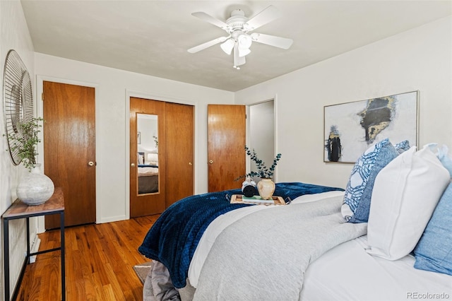5920 Garrison St, Arvada, CO 80004 - bedroom with wood finished floors and a ceiling fan