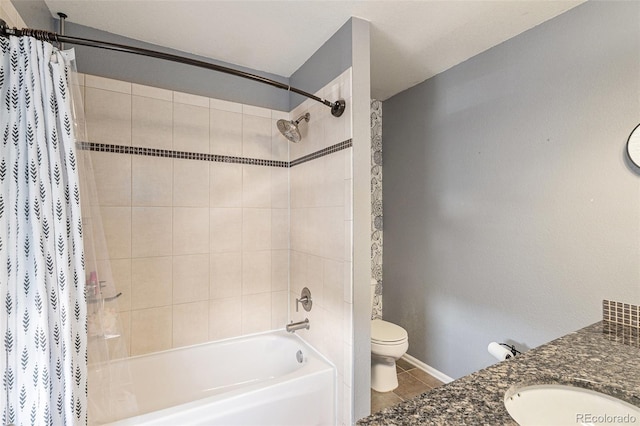 5102 S Lisbon Way, Centennial, CO 80015 - bathroom featuring vanity, shower / bath combination with curtain, and tile patterned flooring