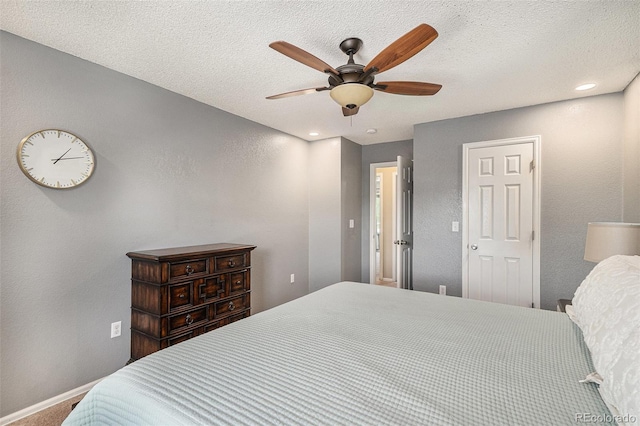 5102 S Lisbon Way, Centennial, CO 80015 - carpeted bedroom featuring ceiling fan, a textured ceiling, recessed lighting, and a textured wall