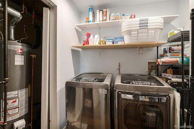 5102 S Lisbon Way, Centennial, CO 80015 - laundry area with water heater and washer and clothes dryer